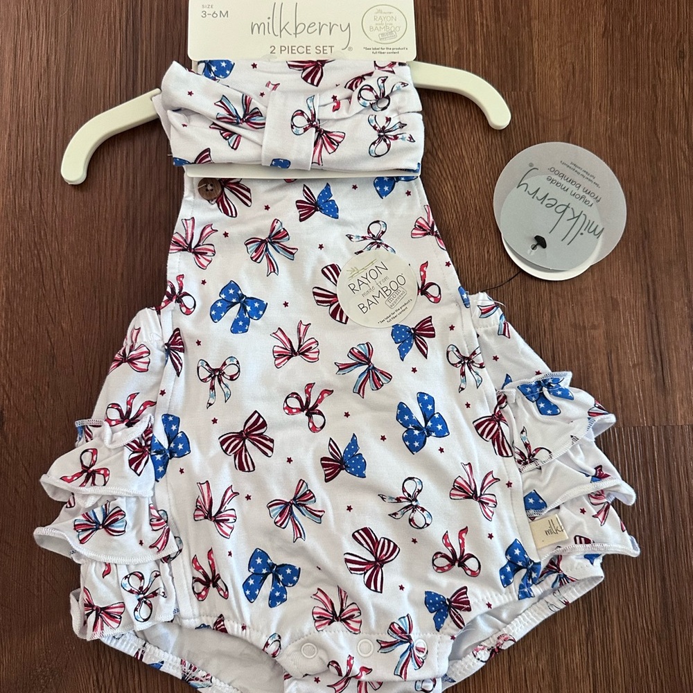 Milkberry Flag & Bow CrissCross bubble